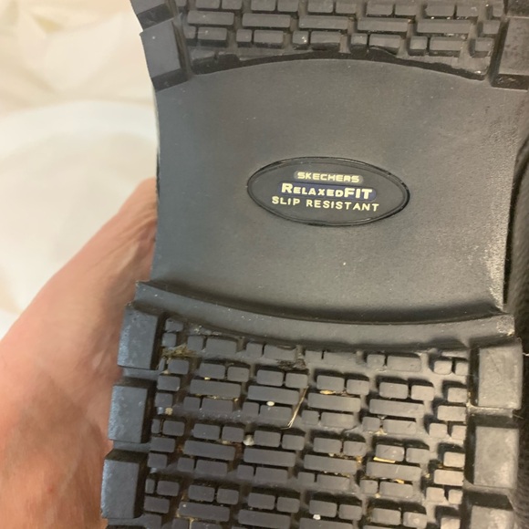Skechers Slip Resistant Oxford Shoes Black Air-Cooled Memory Foam Men’s Sz 10.5 - Picture 3 of 10